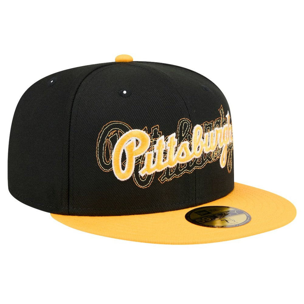 Pittsburgh Pirates New Era Shadow Stitch 59FIFTY Fitted Hat - Black Hats