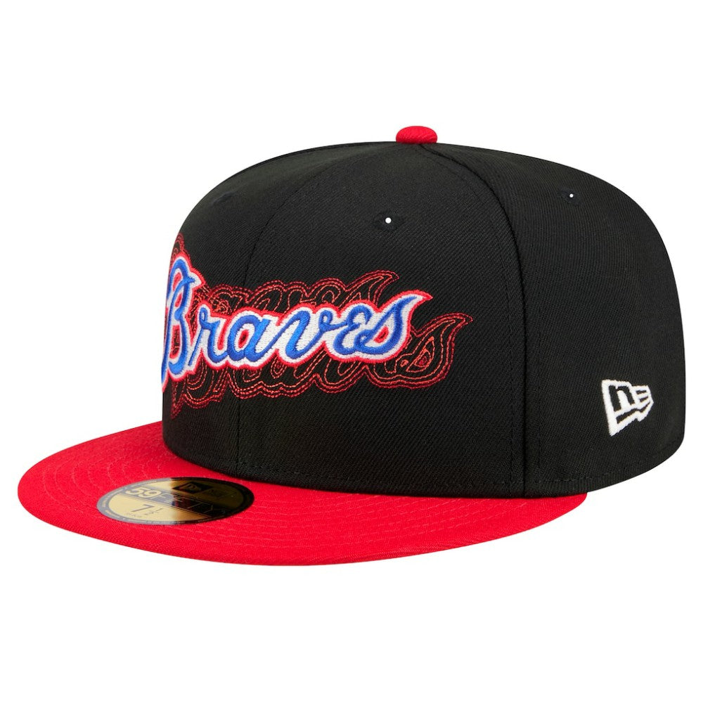 Atlanta Braves New Era Shadow Stitch 59FIFTY Fitted Hat - Black Hats
