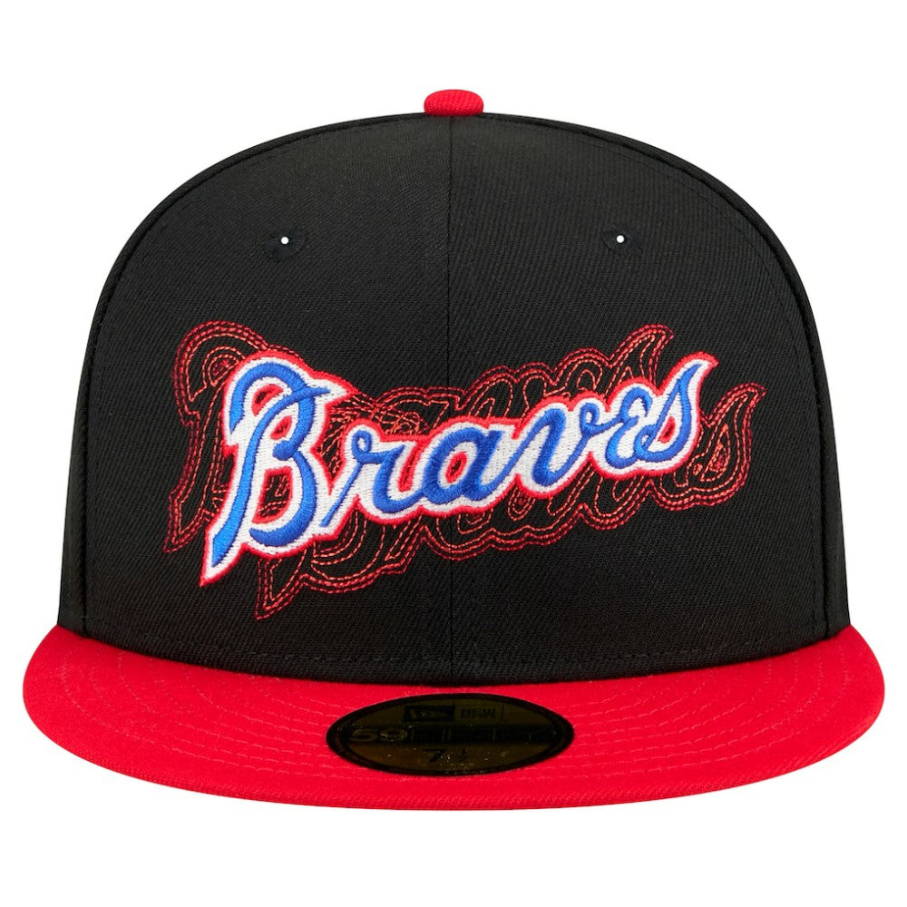 Atlanta Braves New Era Shadow Stitch 59FIFTY Fitted Hat - Black Hats