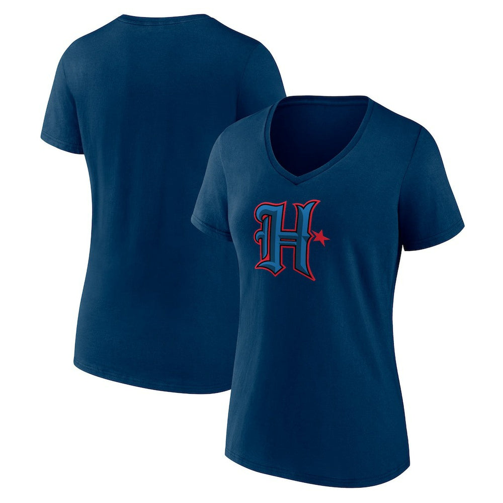 Houston Texans Women's Secondary Logo V-Neck T-Shirt - Navy T-shirts