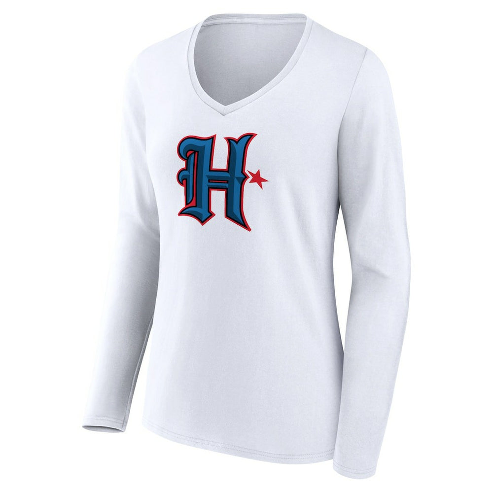 Houston Texans Women's Secondary Logo Long Sleeve V-Neck T-Shirt - White T-shirts