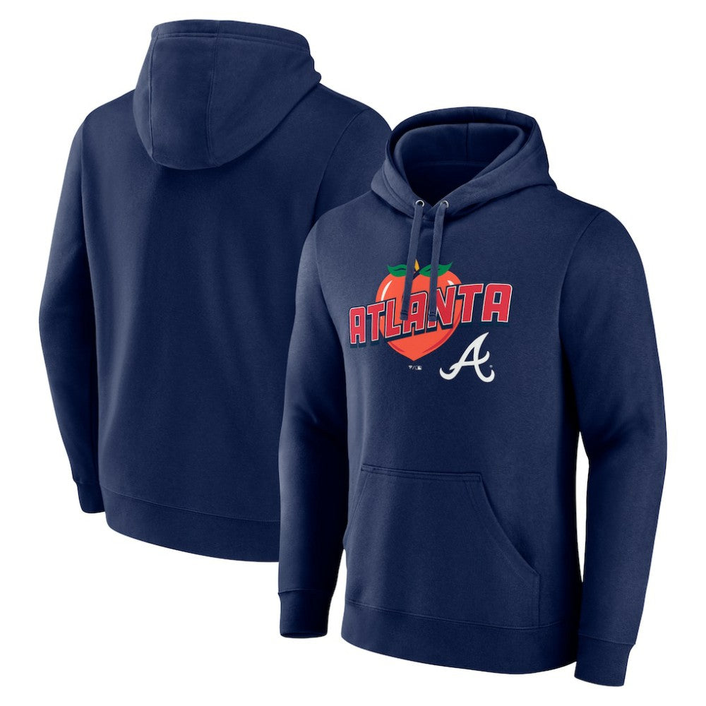 Atlanta Braves Peach Pullover Hoodie - Navy Hoodies