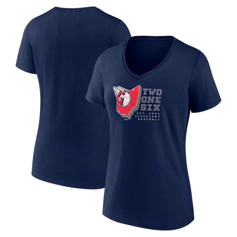 Cleveland Guardians Women's Two One Six V-Neck T-Shirt - Navy T-shirts