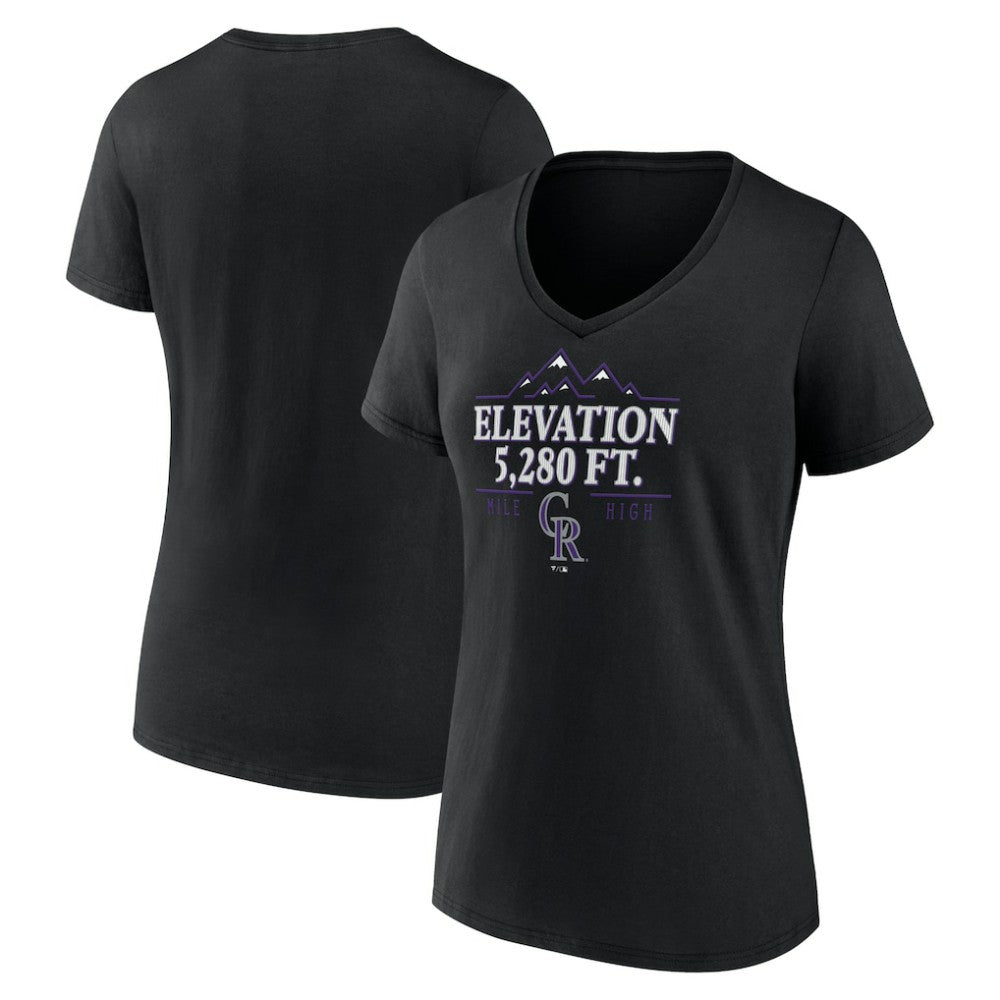 Colorado Rockies Women's Elevation V-Neck T-Shirt - Black T-shirts
