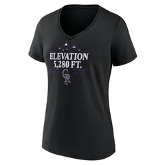 Colorado Rockies Women's Elevation V-Neck T-Shirt - Black T-shirts