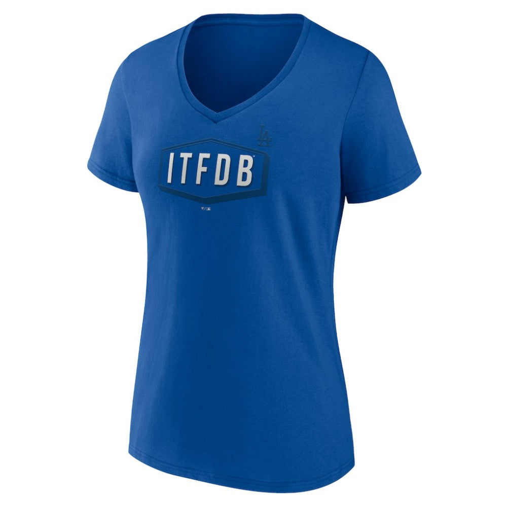 Los Angeles Dodgers Women's ITFDB V-Neck T-Shirt - Royal T-shirts
