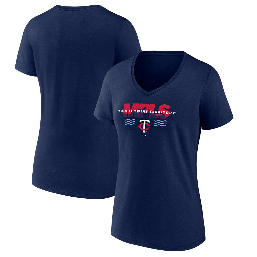 Minnesota Twins Women's Territory V-Neck T-Shirt - Navy T-shirts