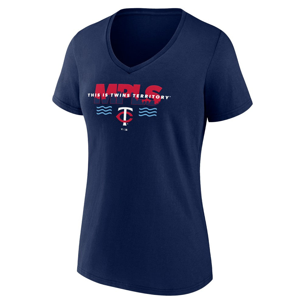 Minnesota Twins Women's Territory V-Neck T-Shirt - Navy T-shirts