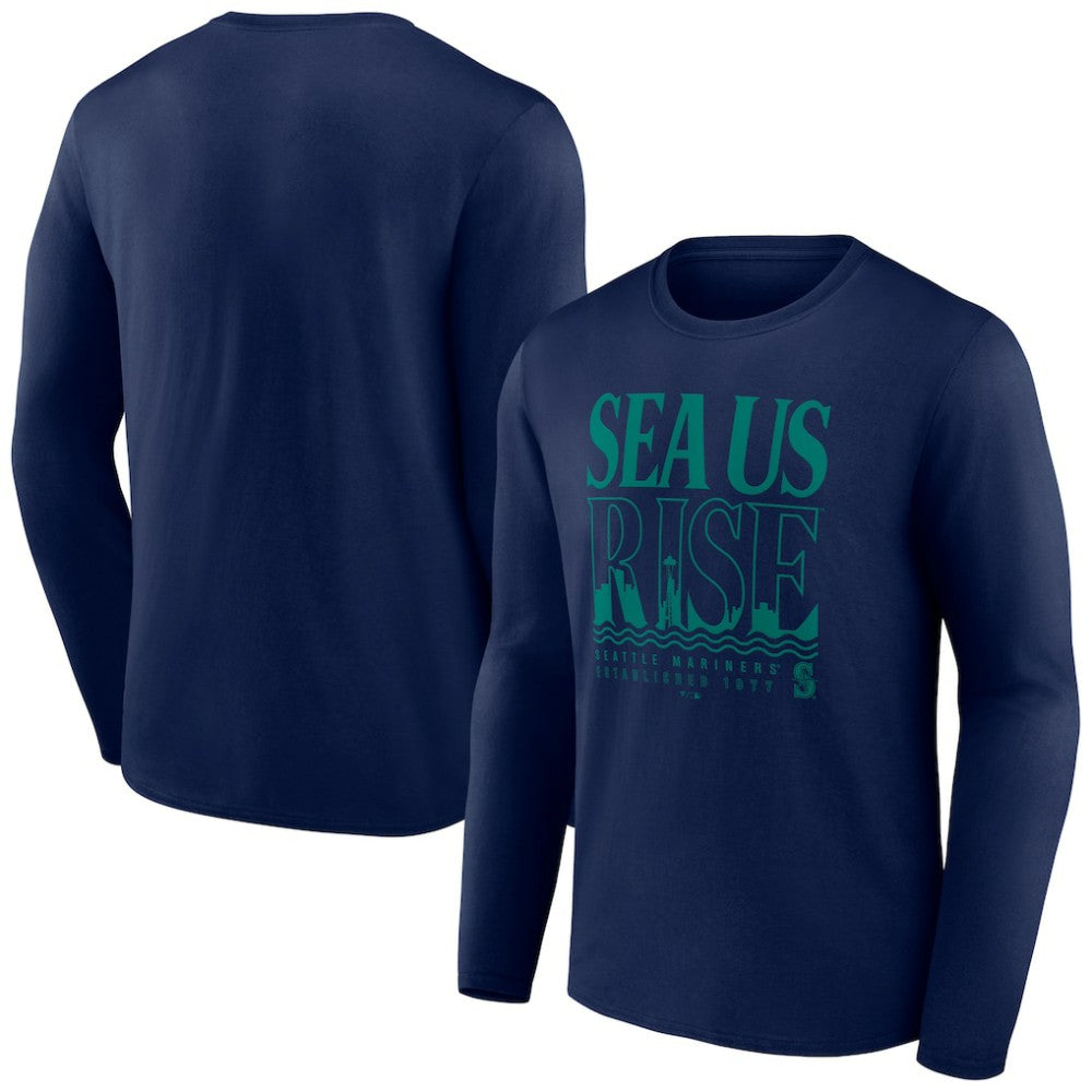 Seattle Mariners Sea Us Rise Long Sleeve T-Shirt - Navy T-shirts
