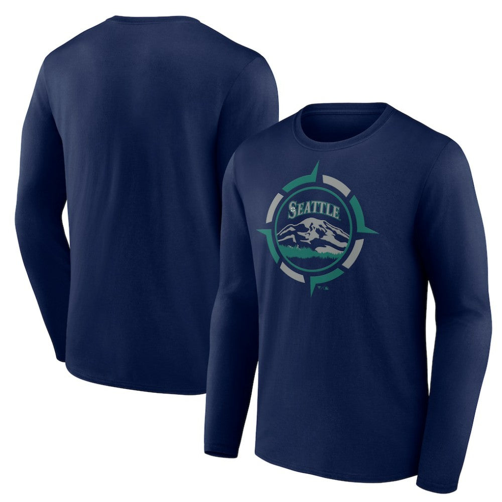 Seattle Mariners Compass Long Sleeve T-Shirt - Navy T-shirts