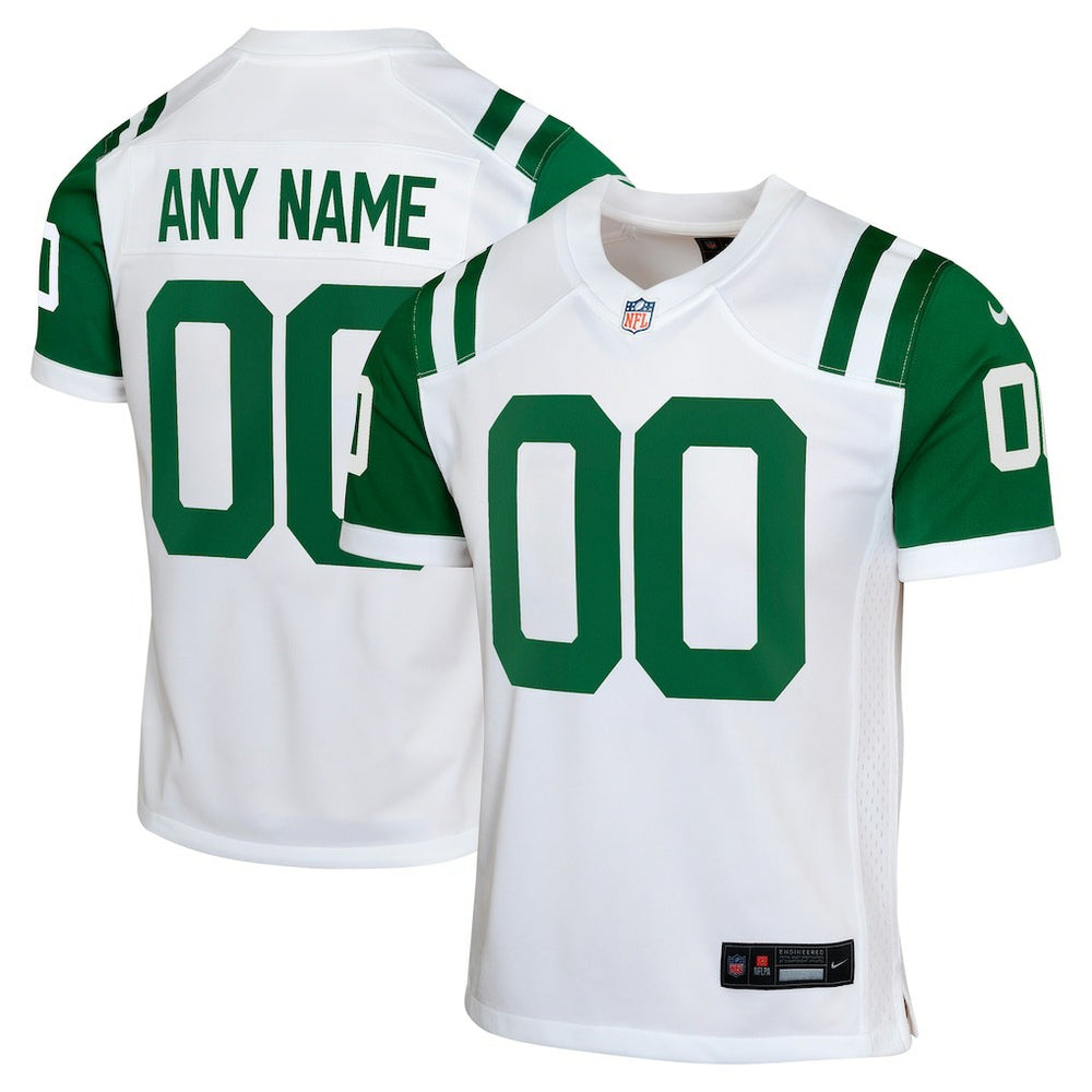 New York Jets Youth Classic Alternate Custom Replica Jersey - White Jerseys