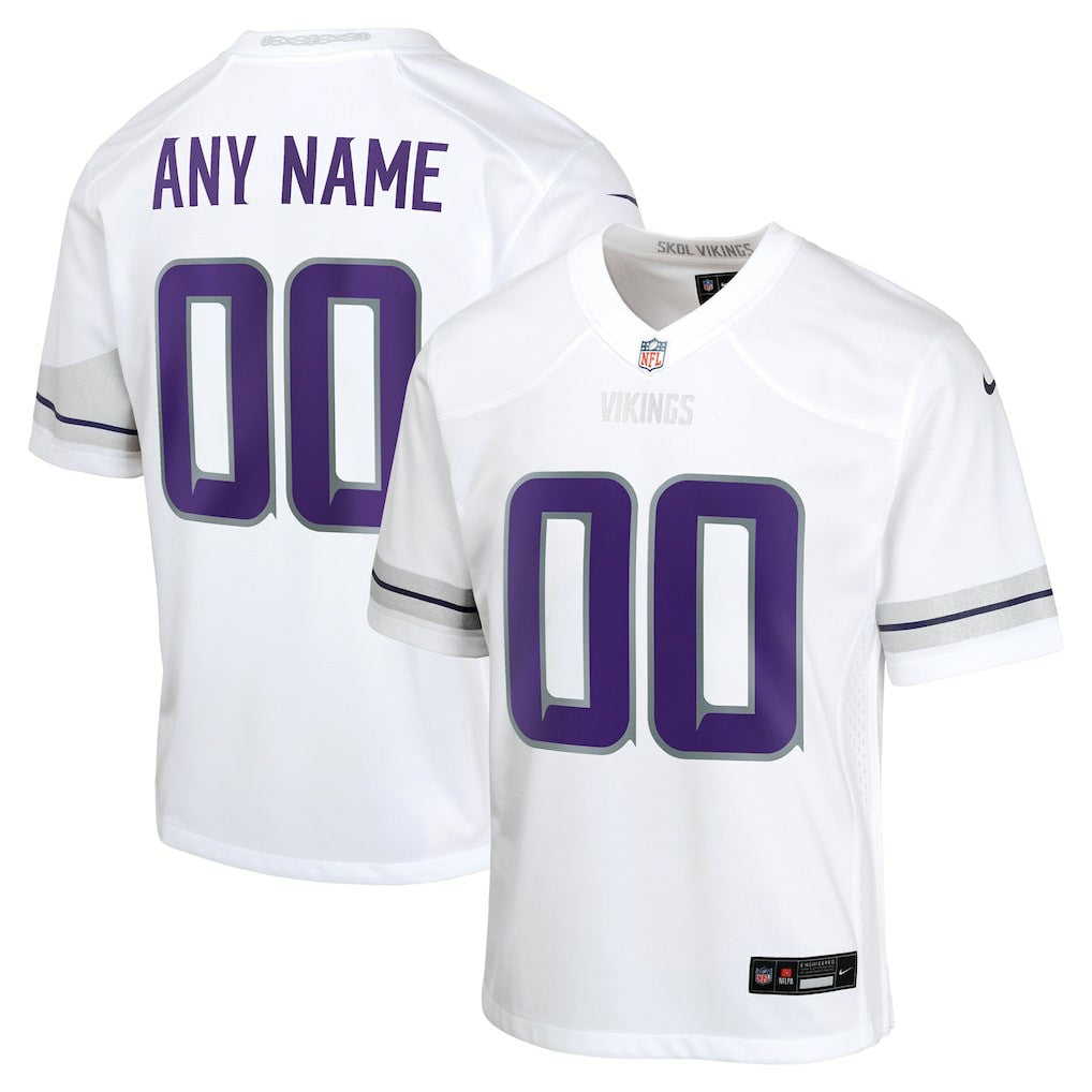 Minnesota Vikings Youth Alternate Custom Game Jersey - White Jerseys
