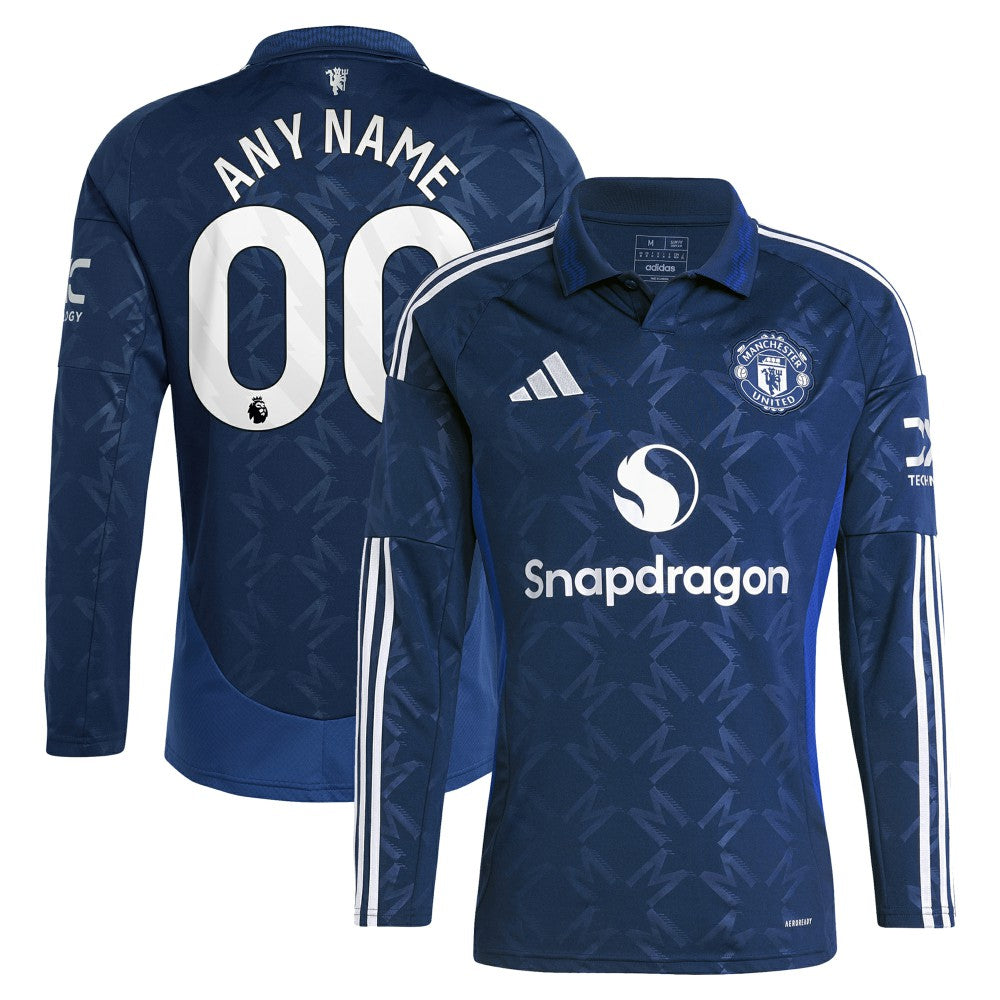 Manchester United 2024/25 Away Replica Long Sleeve Custom Jersey Navy - Adidas outlet