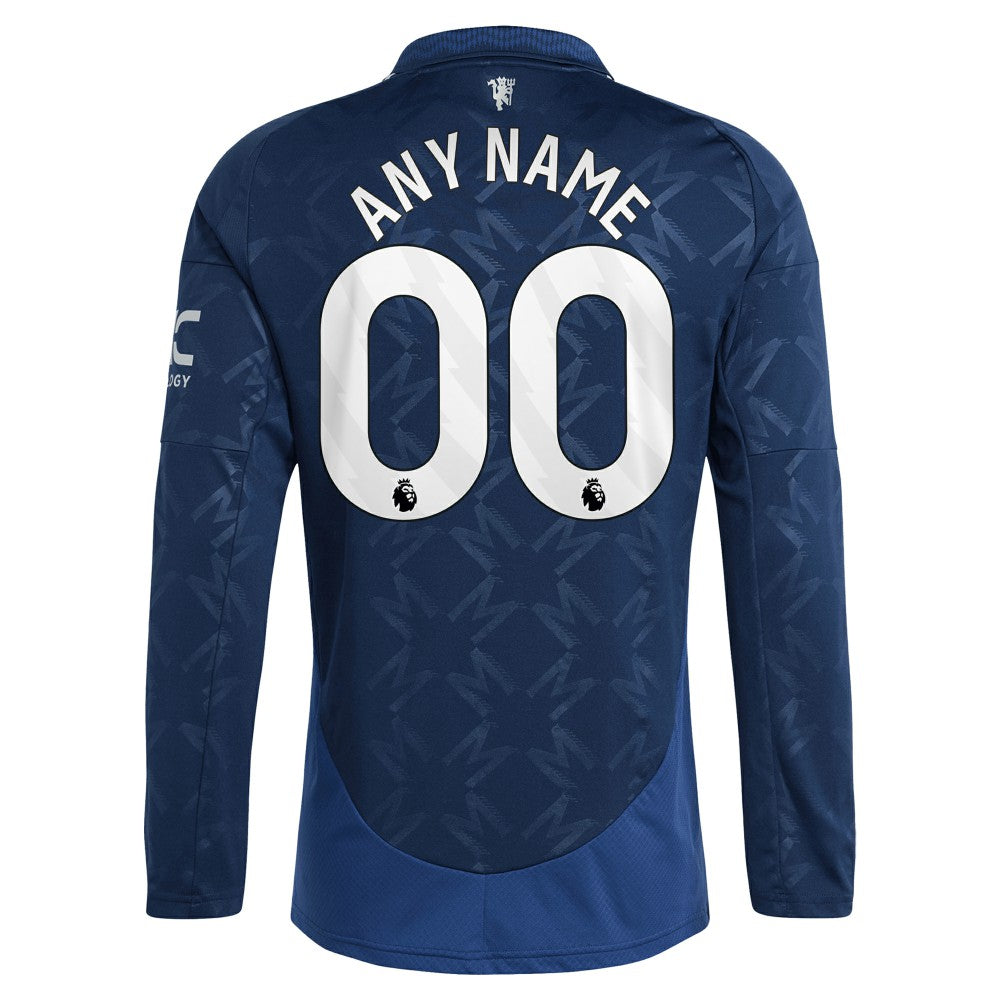 Manchester United 2024/25 Away Replica Long Sleeve Custom Jersey Navy - Adidas outlet