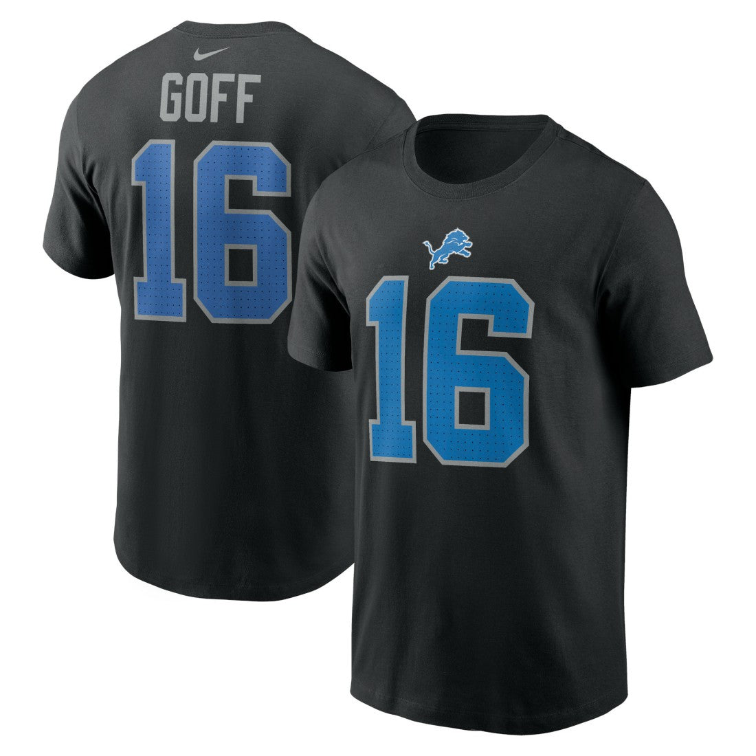 Jared Goff Detroit Lions Name & Number T-Shirt - Black T-shirts