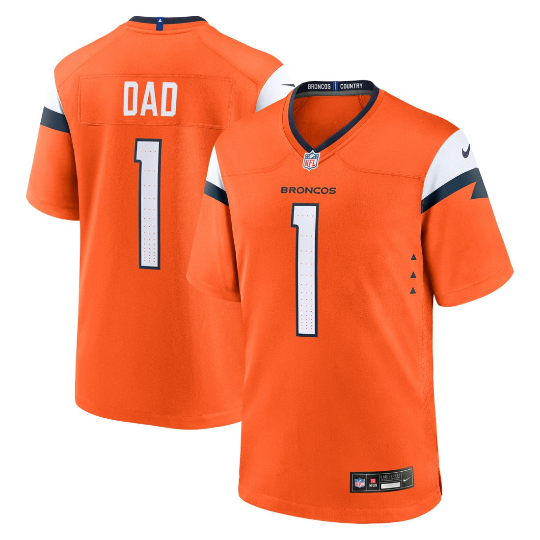 Denver Broncos #1 Dad Game Jersey - Orange Jerseys