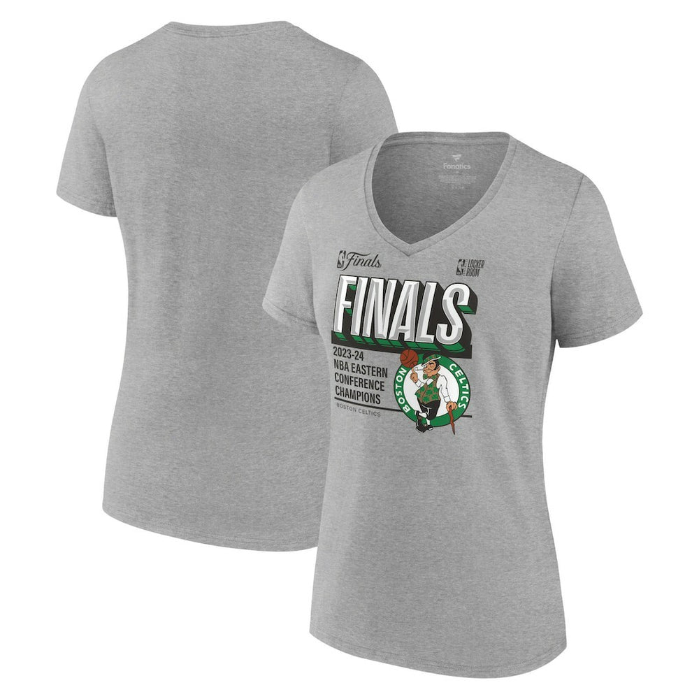 Boston Celtics Women's 2024 Eastern Conference Champions Locker Room Post Up Move V-Neck T-Shirt Steel - Fanatics