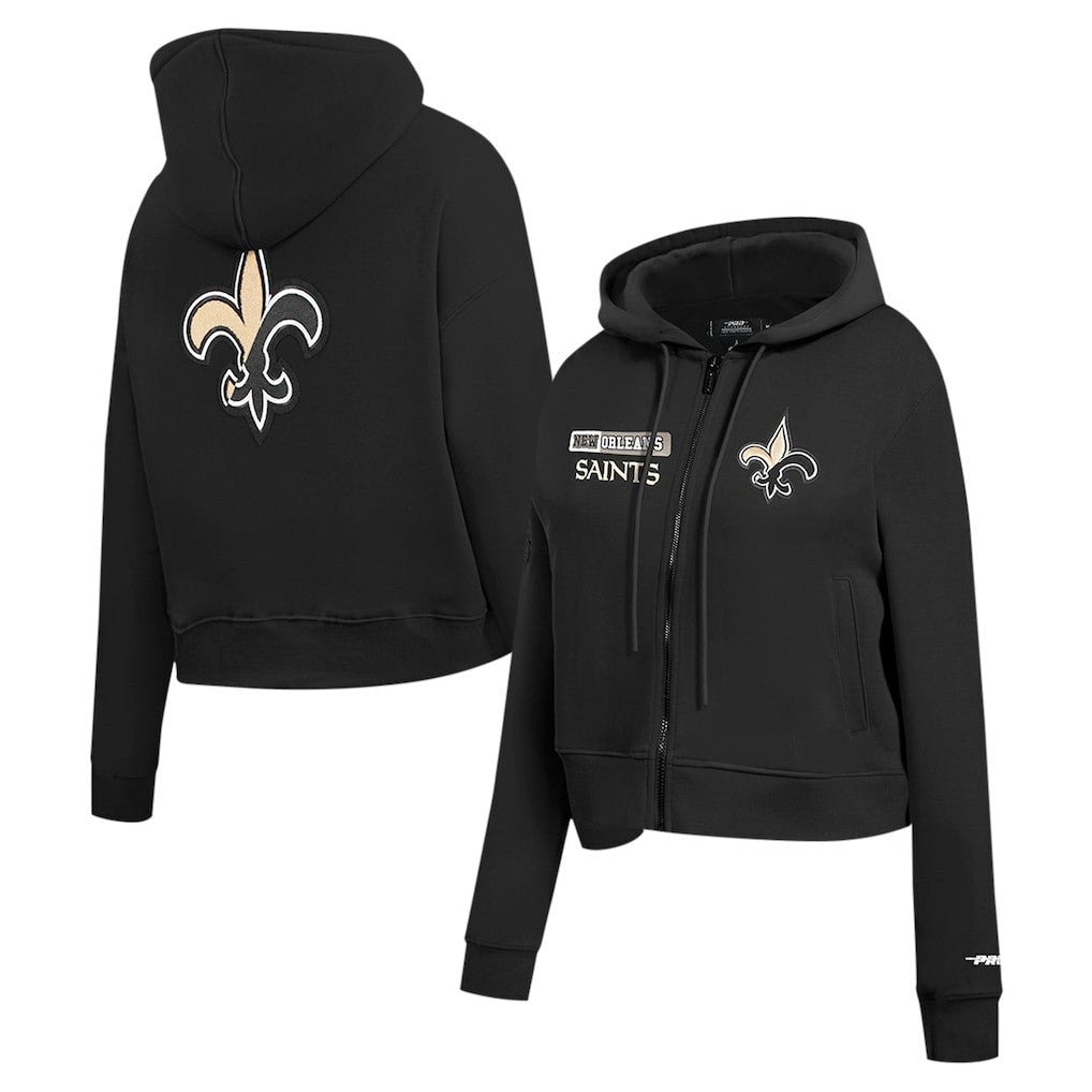New Orleans Saints Pro Standard Women's Split Logo Full-Zip Hoodie - Black Hoodies