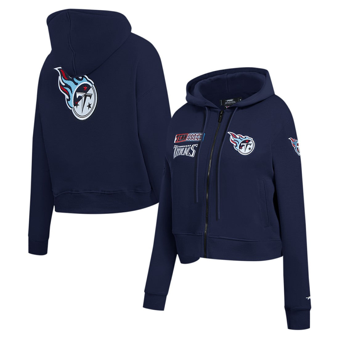 Tennessee Titans Pro Standard Women's Split Logo Full-Zip Hoodie - Navy Hoodies