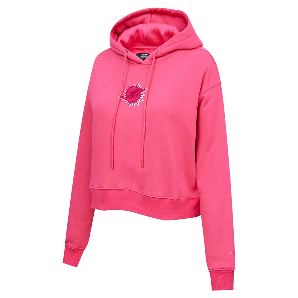 Miami Dolphins Pro Standard Women's Triple Pink Cropped Fleece Pullover Hoodie - Pink Hoodies