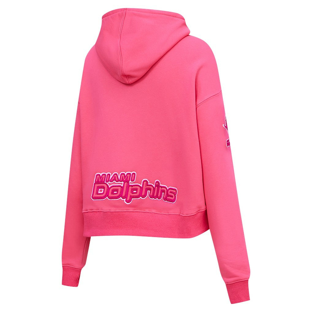 Miami Dolphins Pro Standard Women's Triple Pink Cropped Fleece Pullover Hoodie - Pink Hoodies
