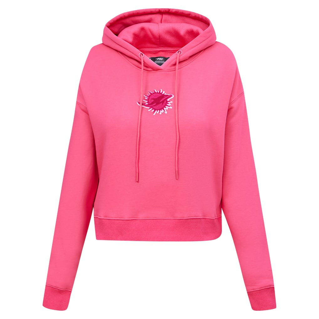 Miami Dolphins Pro Standard Women's Triple Pink Cropped Fleece Pullover Hoodie - Pink Hoodies