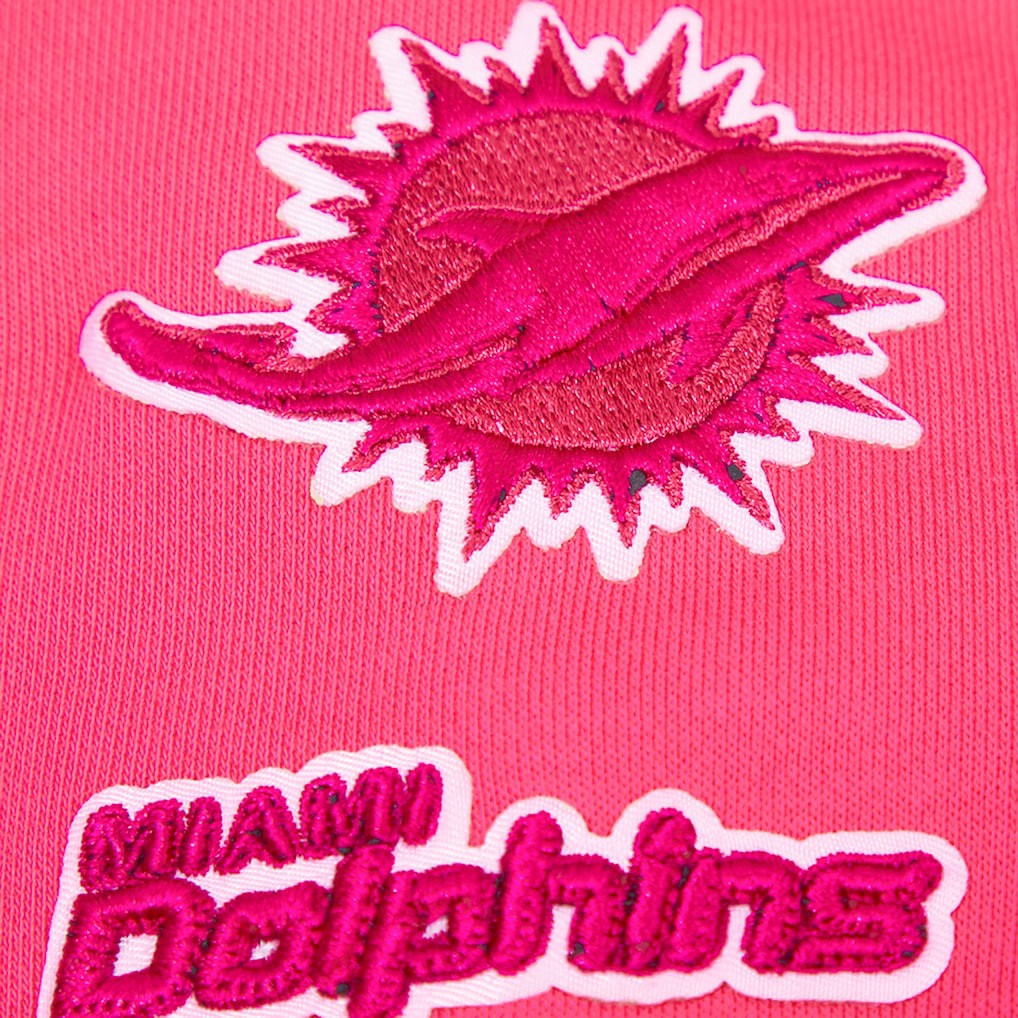 Miami Dolphins Pro Standard Women's Triple Pink Cropped Fleece Pullover Hoodie - Pink Hoodies