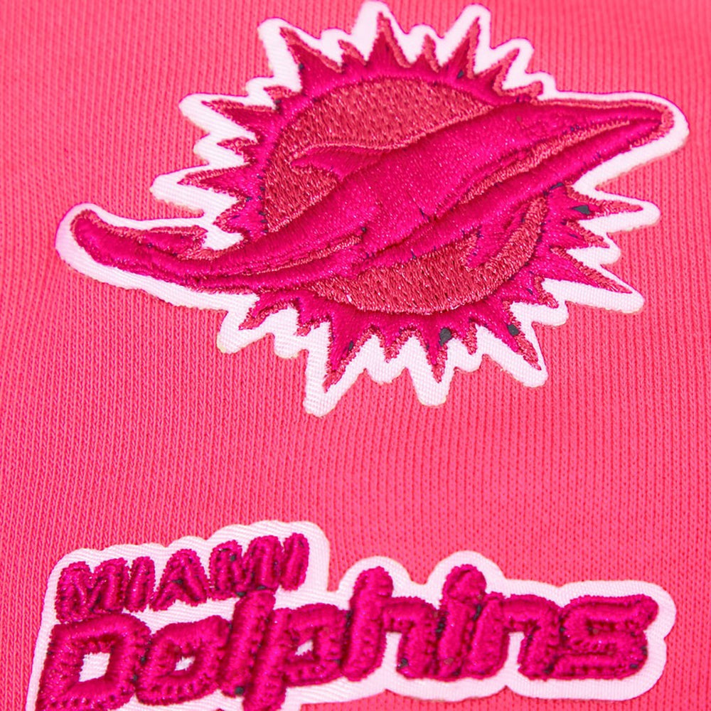 Miami Dolphins Pro Standard Women's Triple Pink Cropped Fleece Pullover Hoodie - Pink Hoodies