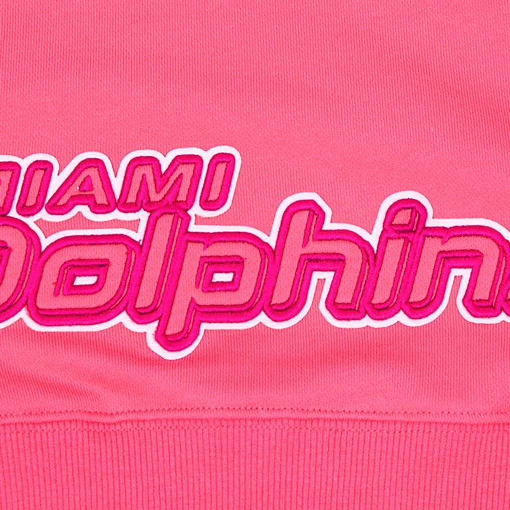 Miami Dolphins Pro Standard Women's Triple Pink Cropped Fleece Pullover Hoodie - Pink Hoodies