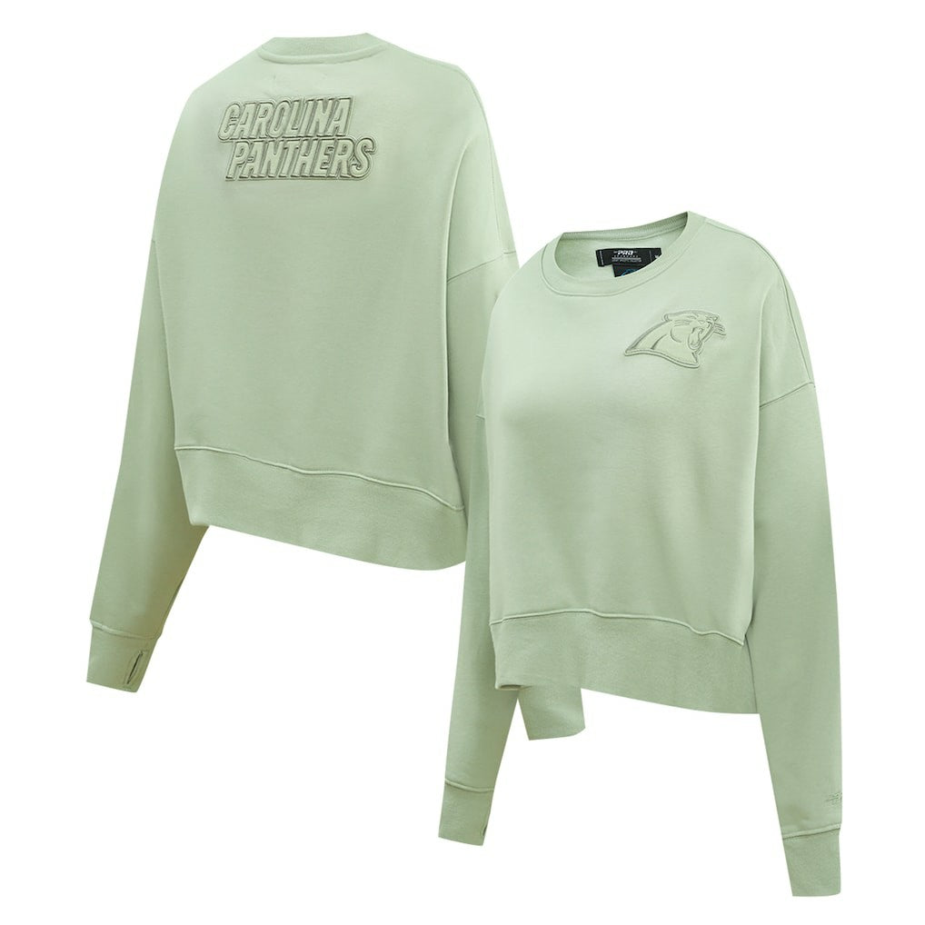 Carolina Panthers Pro Standard Women's Oversized Cropped Neutral Pullover Sweatshirt - Light Green Pullover