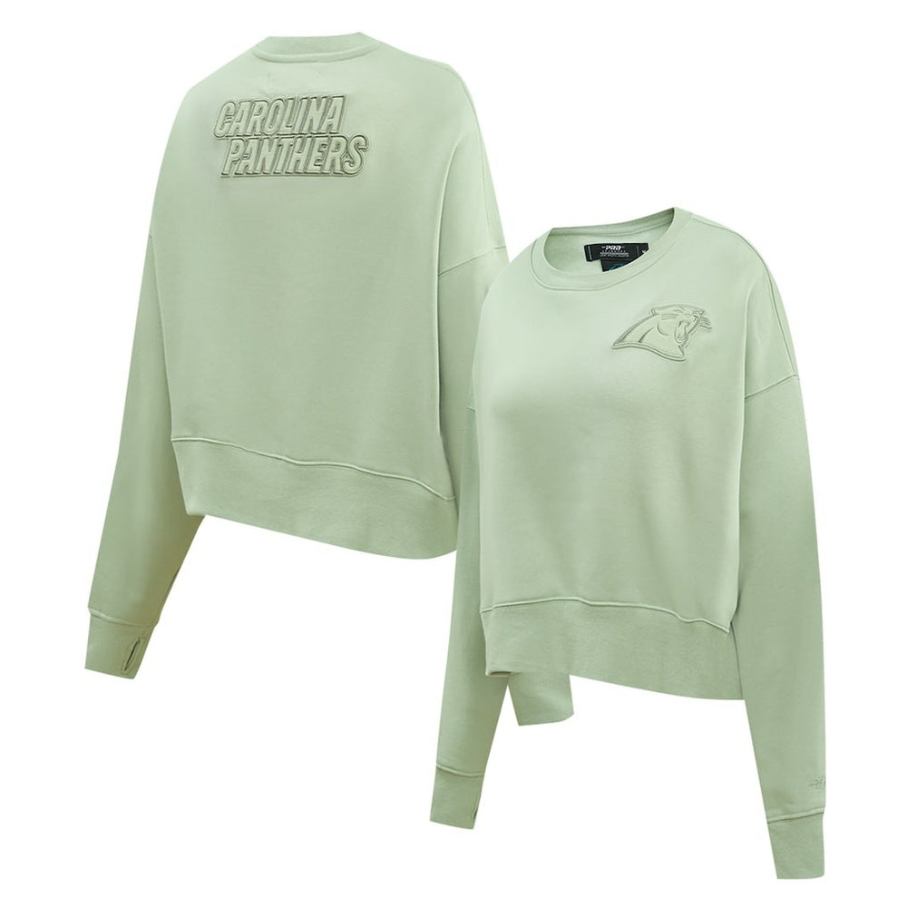 Carolina Panthers Pro Standard Women's Oversized Cropped Neutral Pullover Sweatshirt - Light Green Pullover