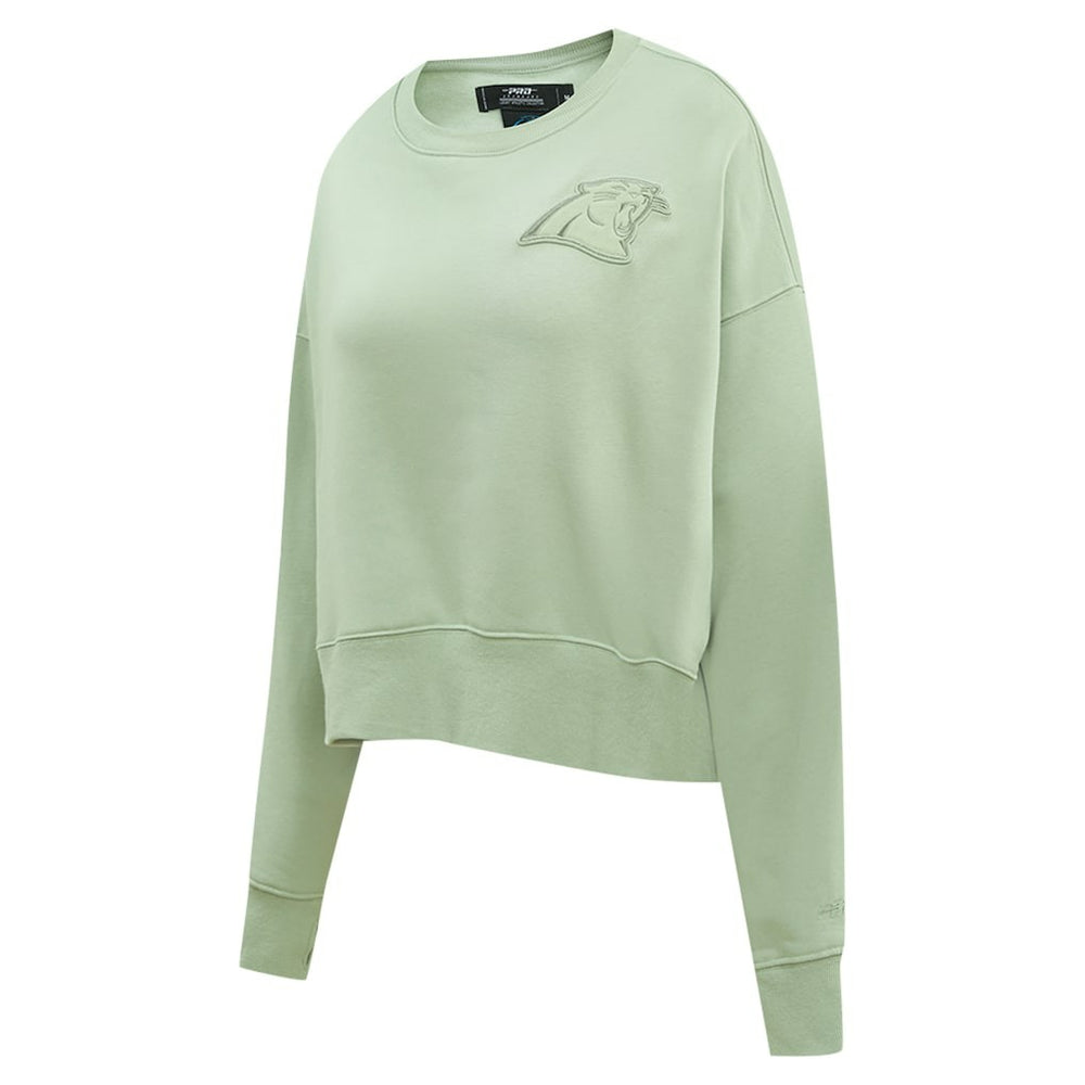 Carolina Panthers Pro Standard Women's Oversized Cropped Neutral Pullover Sweatshirt - Light Green Pullover