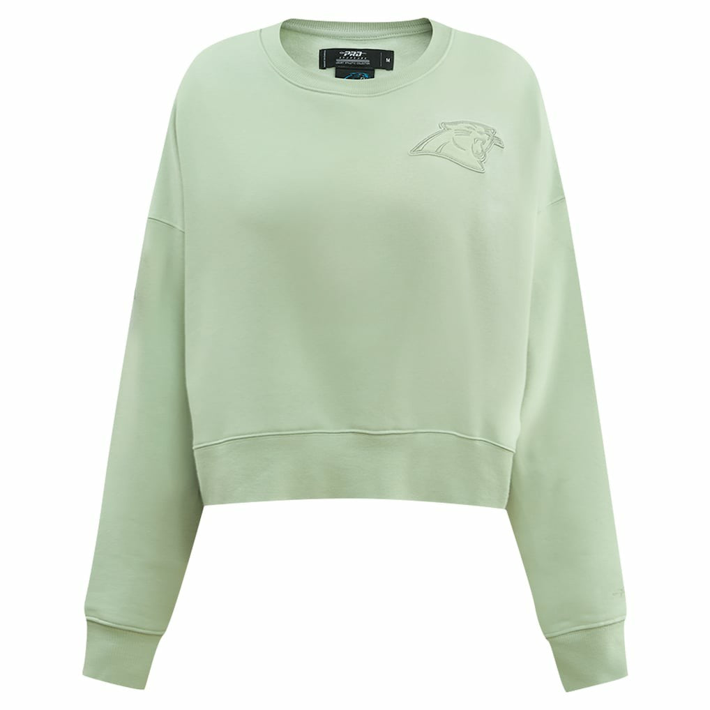 Carolina Panthers Pro Standard Women's Oversized Cropped Neutral Pullover Sweatshirt - Light Green Pullover