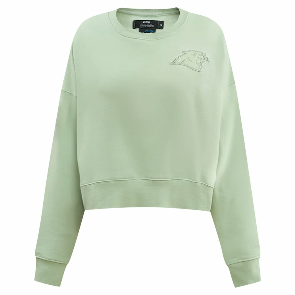 Carolina Panthers Pro Standard Women's Oversized Cropped Neutral Pullover Sweatshirt - Light Green Pullover