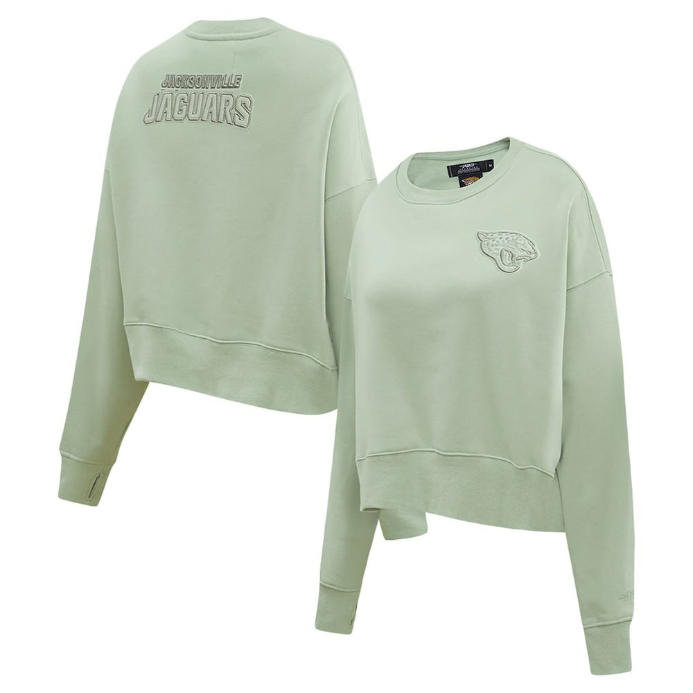 Jacksonville Jaguars Pro Standard Women's Oversized Cropped Neutral Pullover Sweatshirt - Light Green Pullover