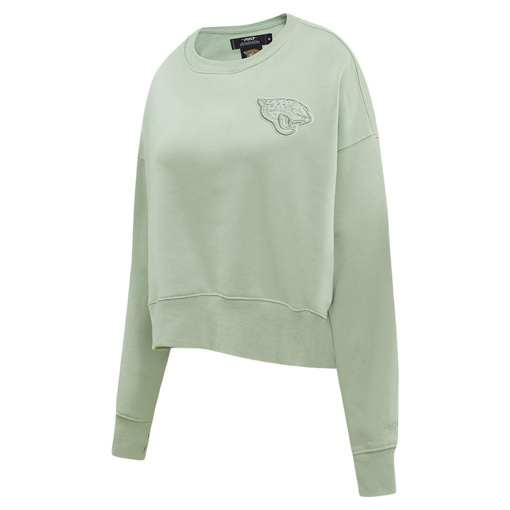Jacksonville Jaguars Pro Standard Women's Oversized Cropped Neutral Pullover Sweatshirt - Light Green Pullover