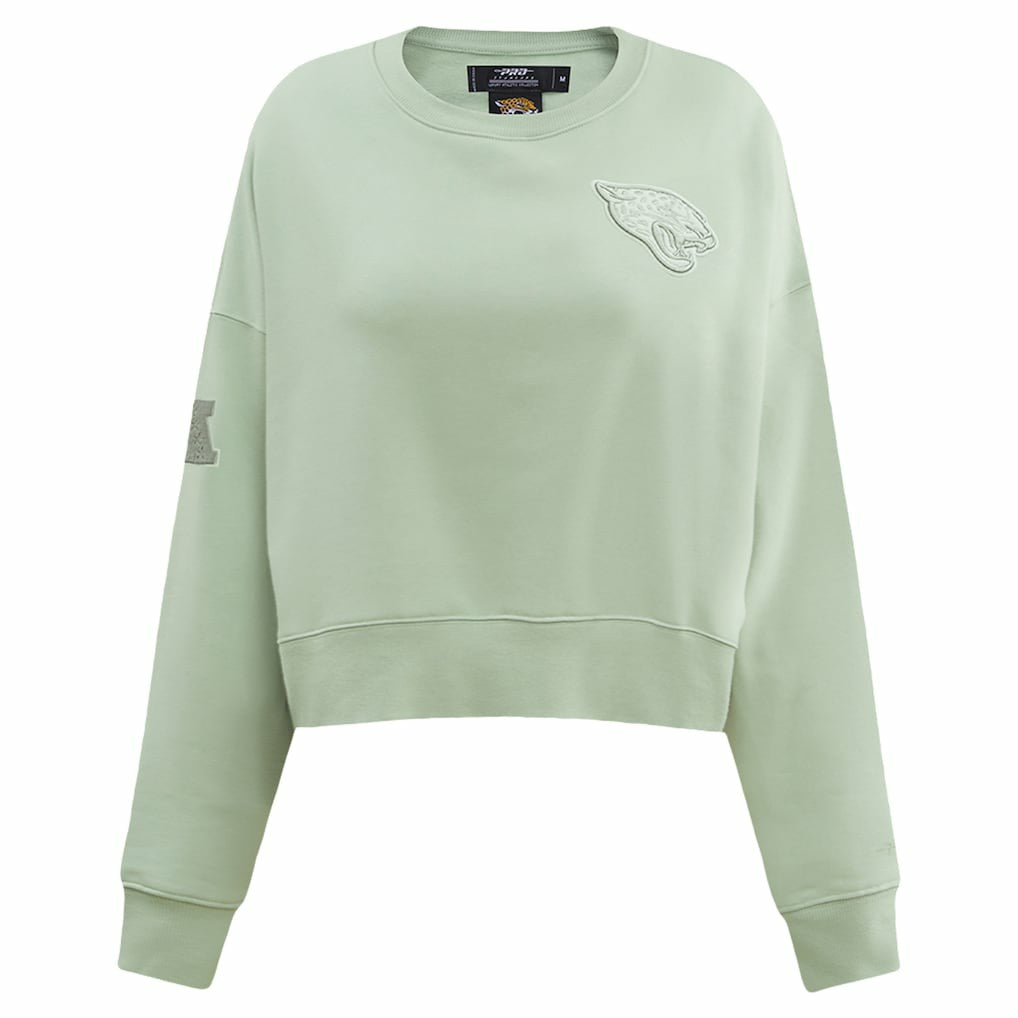 Jacksonville Jaguars Pro Standard Women's Oversized Cropped Neutral Pullover Sweatshirt - Light Green Pullover