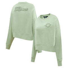 Miami Dolphins Pro Standard Women's Oversized Cropped Neutral Pullover Sweatshirt - Light Green Pullover