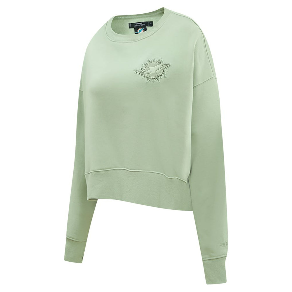 Miami Dolphins Pro Standard Women's Oversized Cropped Neutral Pullover Sweatshirt - Light Green Pullover