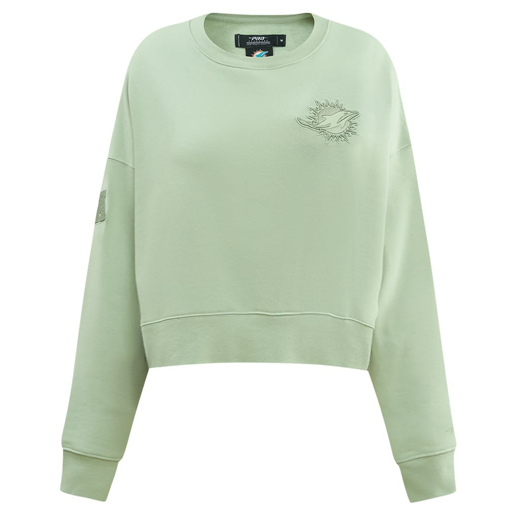 Miami Dolphins Pro Standard Women's Oversized Cropped Neutral Pullover Sweatshirt - Light Green Pullover