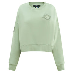 Miami Dolphins Pro Standard Women's Oversized Cropped Neutral Pullover Sweatshirt - Light Green Pullover