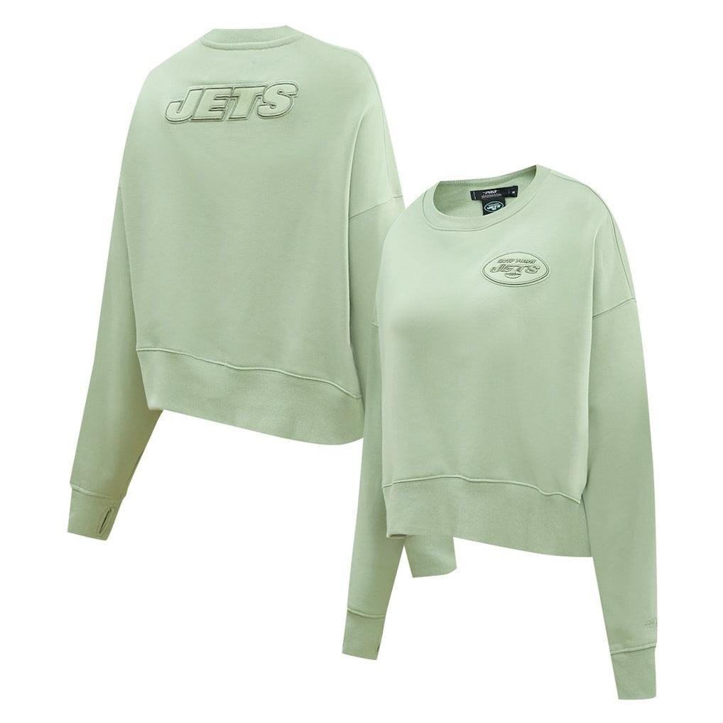 New York Jets Pro Standard Women's Oversized Cropped Neutral Pullover Sweatshirt - Light Green Pullover