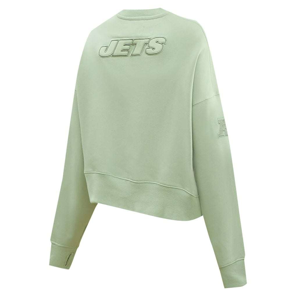 New York Jets Pro Standard Women's Oversized Cropped Neutral Pullover Sweatshirt - Light Green Pullover