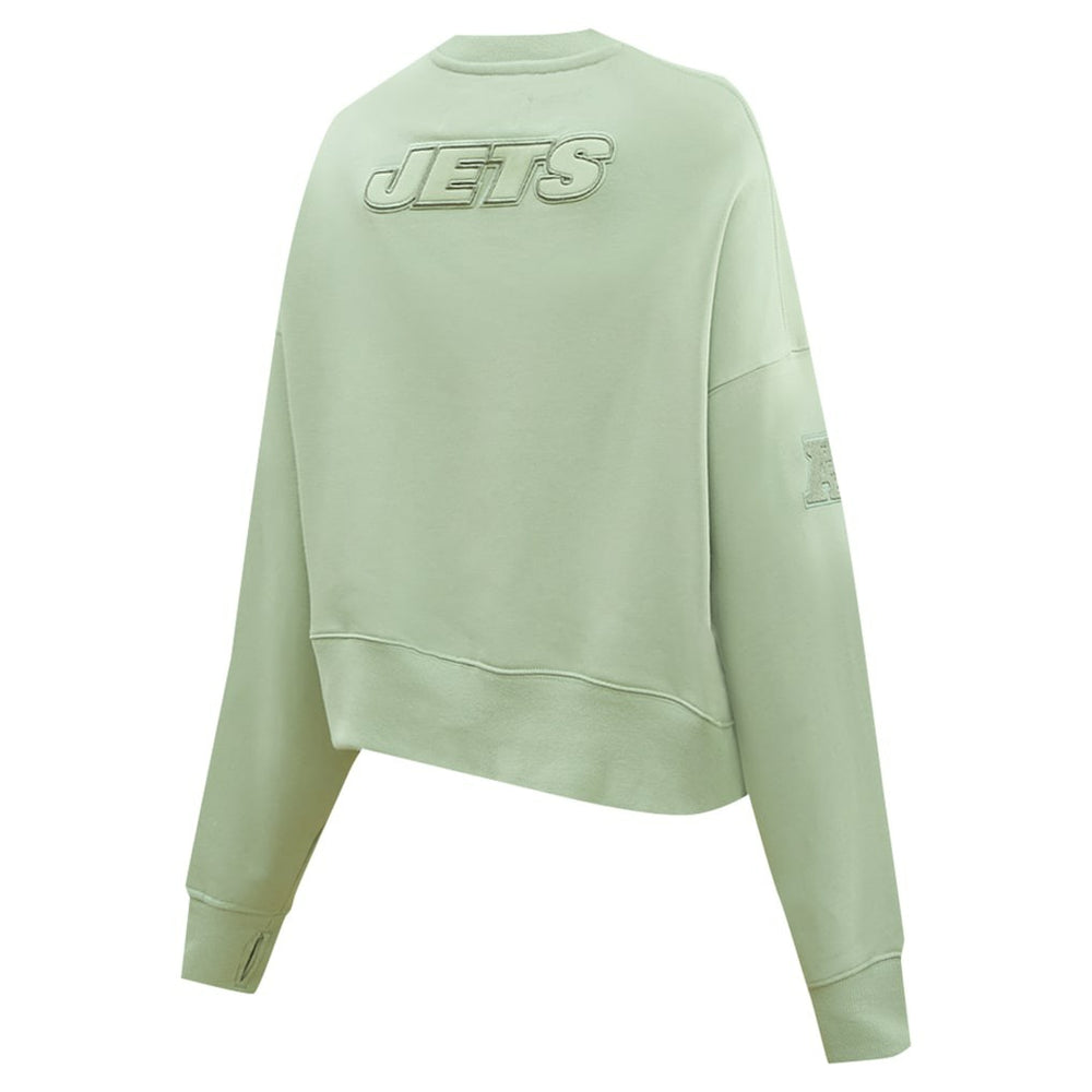 New York Jets Pro Standard Women's Oversized Cropped Neutral Pullover Sweatshirt - Light Green Pullover