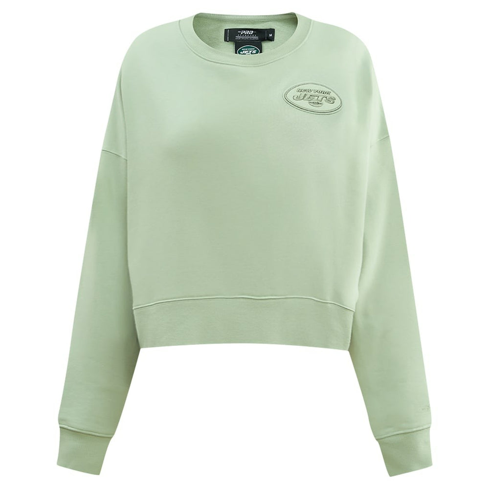 New York Jets Pro Standard Women's Oversized Cropped Neutral Pullover Sweatshirt - Light Green Pullover