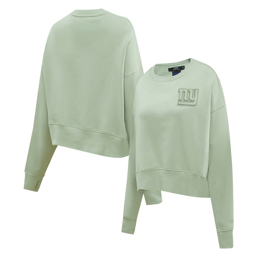 New York Giants Pro Standard Women's Oversized Cropped Neutral Pullover Sweatshirt - Light Green Pullover