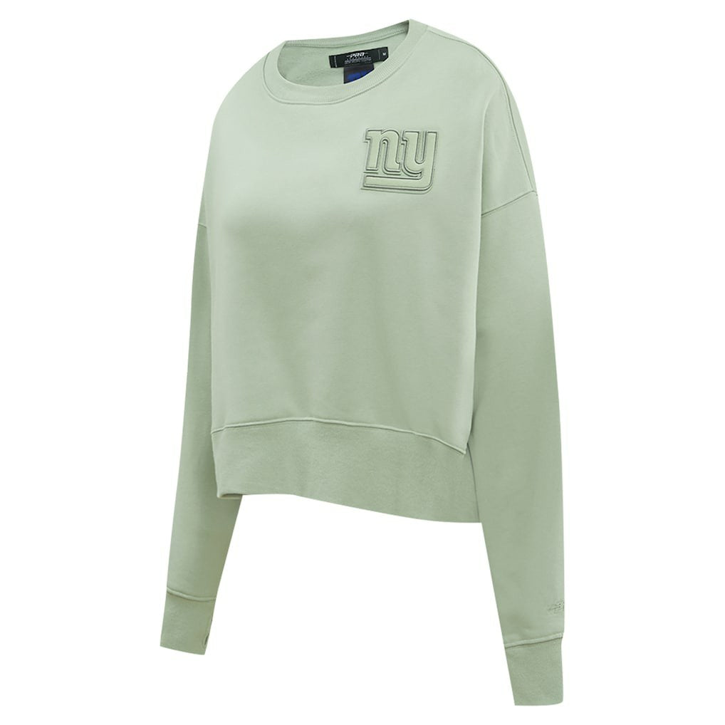New York Giants Pro Standard Women's Oversized Cropped Neutral Pullover Sweatshirt - Light Green Pullover