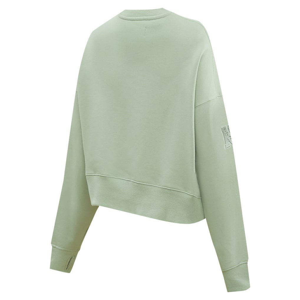 New York Giants Pro Standard Women's Oversized Cropped Neutral Pullover Sweatshirt - Light Green Pullover