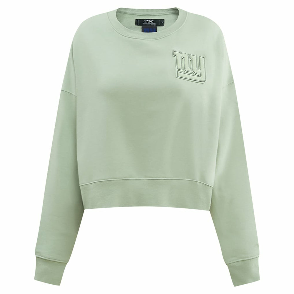 New York Giants Pro Standard Women's Oversized Cropped Neutral Pullover Sweatshirt - Light Green Pullover