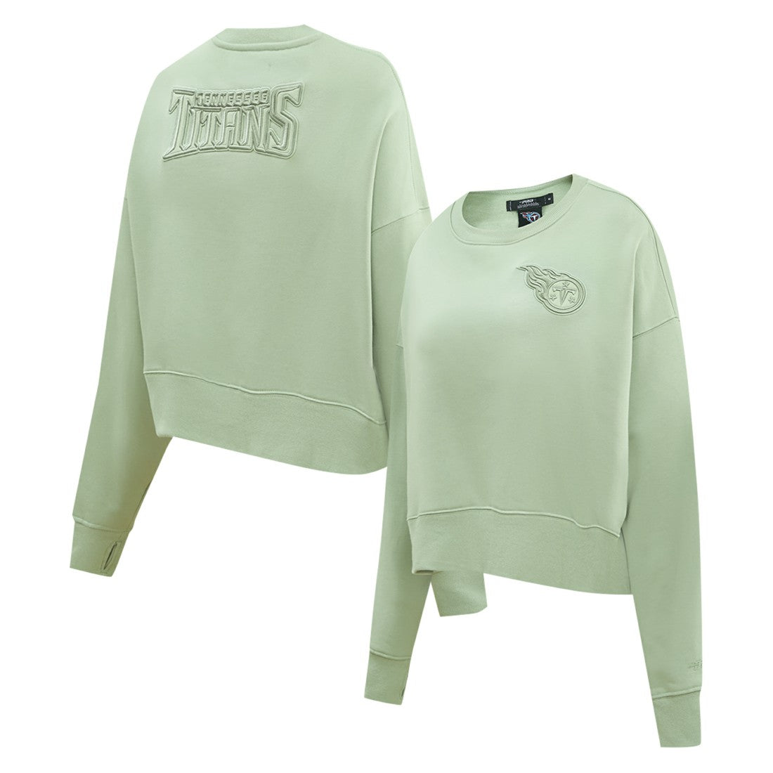 Tennessee Titans Pro Standard Women's Oversized Cropped Neutral Pullover Sweatshirt - Light Green Pullover